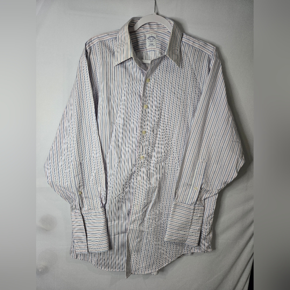 Brooks Brothers 346 Blue / Pink / White Striped Dress Shirt Size 16.5-32